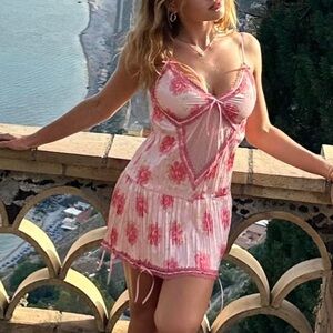 Frankie's Bikinis Pink Floral Chemise by Sydney Sweeney